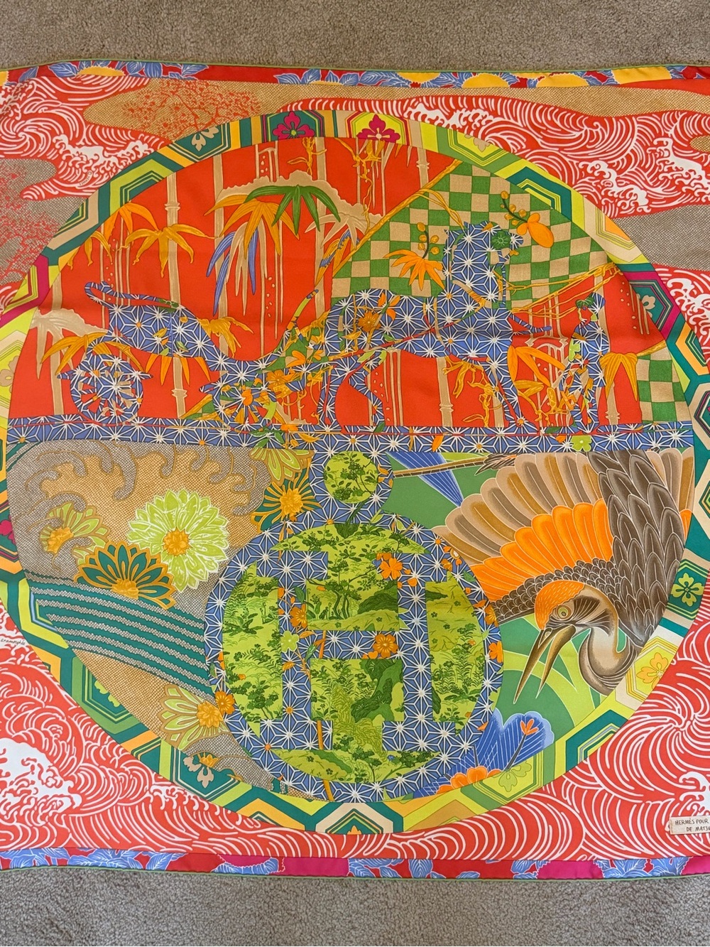 Collectors HERMES Silk Scarf 90 400 Anniversary Matsuzakaya Japanese Limited